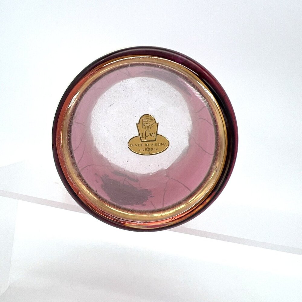 Famosa LPW Vienna Austria Ruby Red Glass Vase Hand Painted Grapes Gold Trim - Picture 6 of 14